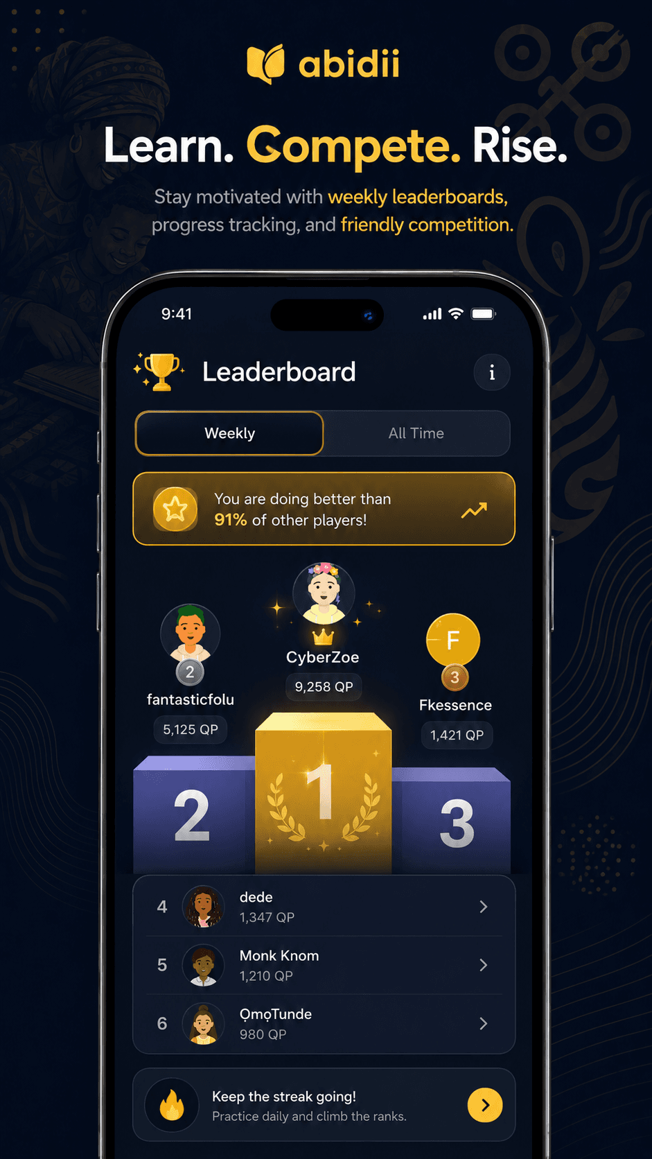 Abidii app screen